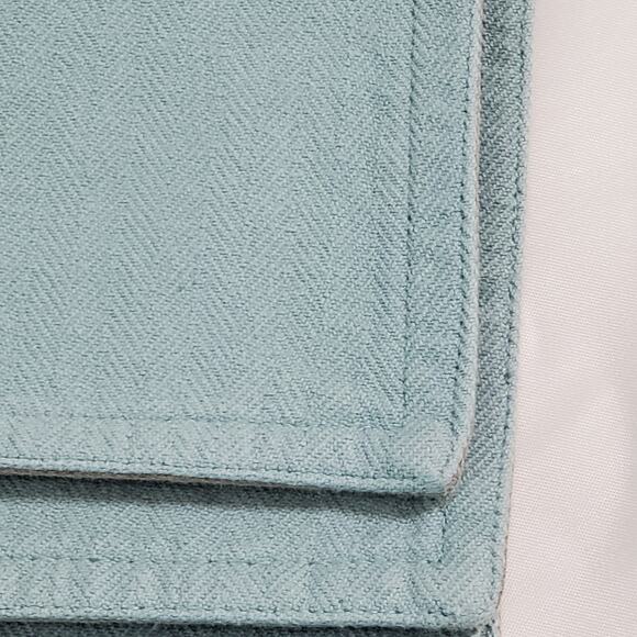 Placemats Set of 8 Reversible Light Blue Teal Gray Twill Soft Brushed Soft 18x13 - Picture 9 of 11